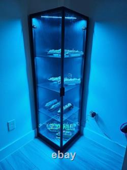 Minifigures Corner Display Case 4 Tier White LED Figure Diecast Car Toy Cabinet Minifigures Corner Display Case 4 Tier White LED Figure Diecast Car Toy Cabinet