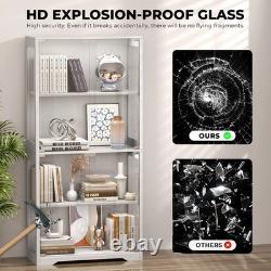 Minifigures Display Case 4 Tier LED Figure Diecast Model Car Glass White Cabinet