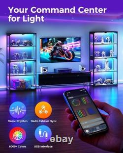 Minifigures Display Case 4 Tier LED Figure Diecast Model Car Glass White Cabinet