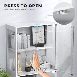 Minifigures Display Case 4 Tier LED Figure Diecast Model Car Glass White Cabinet