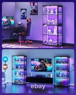 Minifigures Display Case 4 Tier LED Figure Diecast Model Car Glass White Cabinet