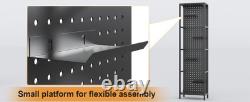 Minifigures Display Case 4 Tier Steel & Glass LED Light Figure Pegboard Cabinet