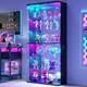 Minifigures Display Case 6 Tier 71 RGB LED Light Figure Glass Car Curio Cabinet