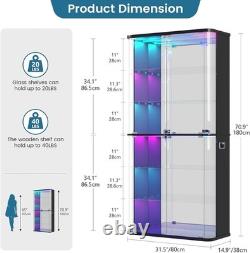 Minifigures Display Case 6 Tier 71 RGB LED Light Figure Glass Car Curio Cabinet