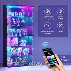 Minifigures Display Case 6 Tier 71 RGB LED Light Figure Glass Car Curio Cabinet