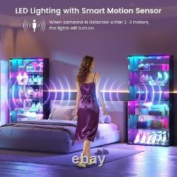 Minifigures Display Case 6 Tier 71 RGB LED Light Figure Glass Car Curio Cabinet