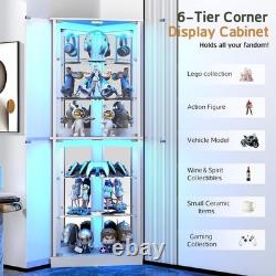 Minifigures Display Case 6 Tier 72 LED Light Figure Collectibles White Cabinet