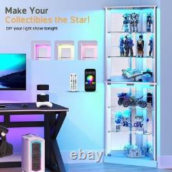 Minifigures Display Case 6 Tier 72 LED Light Figure Collectibles White Cabinet