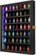 Minifigures Display Case RGB LED Light Action Figure Cabinet Wood Box With Plates