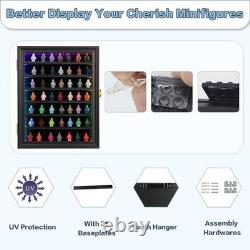 Minifigures Display Case RGB LED Light Action Figure Cabinet Wood Box With Plates
