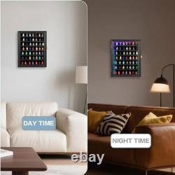 Minifigures Display Case RGB LED Light Action Figure Cabinet Wood Box With Plates