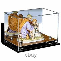 Mirrored Display Case-Box with Silver Risers, Wall Mount & Wood Base (A005)