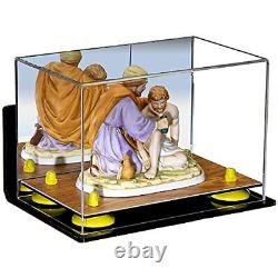 Mirrored Display Case-Box with Yellow Risers, Wall Mount & Wood Base(A005)