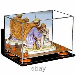 Mirrored Display Case-Rectangle Box withOrange Risers, Wall Mount & Wood Base(A005)