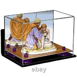 Mirrored Display Case-Rectangle Box withPurple Risers, Wall Mount & Wood Base(A005)