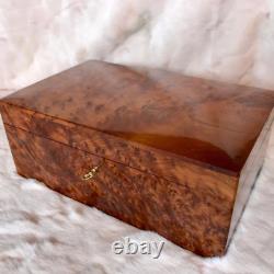 Moroccan lockable thuja burl wooden jewelry box holder with key, Decorative Box