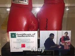 Muhammad Ali Autographed Everlast Boxing Gloves WithCOA and Display Case