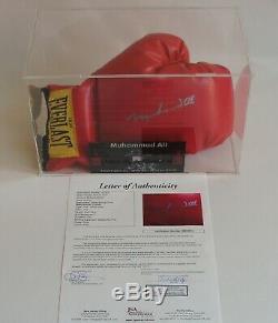 Muhammad Ali Signed Everlast Boxing Glove in display case with JSA LOA HOF auto