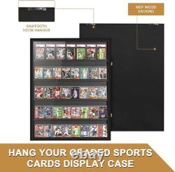 NEW 40 Card Display Case UV Protection Graded Sports Card Wall Cabinet Frame