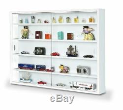 NEW Display Cabinet Modern Storage Shelves Wall Glass Case Box Collectibles Case