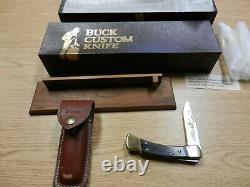 NIB Buck Custom Knife 110 Folding Knife WithBox Wood Display Board 440/1500 HH Buc