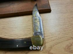 NIB Buck Custom Knife 110 Folding Knife WithBox Wood Display Board 440/1500 HH Buc