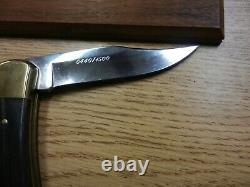 NIB Buck Custom Knife 110 Folding Knife WithBox Wood Display Board 440/1500 HH Buc