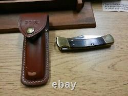 NIB Buck Custom Knife 110 Folding Knife WithBox Wood Display Board 440/1500 HH Buc