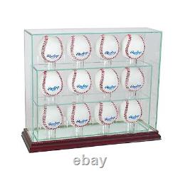 New 12 Upright Baseball Display Case Glass UV Black Molding FREE SHIPPING