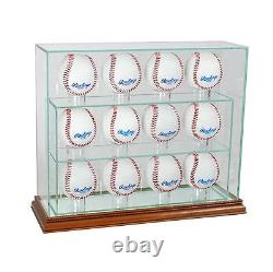 New 12 Upright Baseball Display Case Glass UV Black Molding FREE SHIPPING