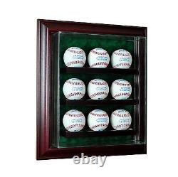 New 9 Baseball Cabinet Style Display Case Glass Suede Proudly made in USA