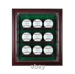 New 9 Baseball Cabinet Style Display Case Glass Suede Proudly made in USA