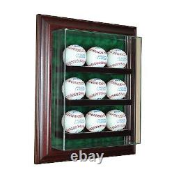 New 9 Baseball Cabinet Style Display Case Glass Suede Proudly made in USA