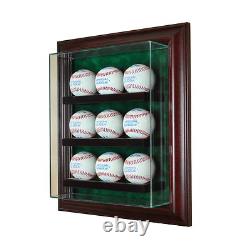 New 9 Baseball Cabinet Style Display Case Glass Suede Proudly made in USA