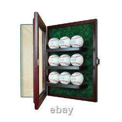 New 9 Baseball Cabinet Style Display Case Glass Suede Proudly made in USA