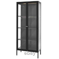 New Display Cabinet with Glass Door, 66 in Tall 4-Tier Lighted Display Case wi