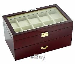 New High Quality Diplomat Cherry Wood 20 Watch Storage Box / Display Case