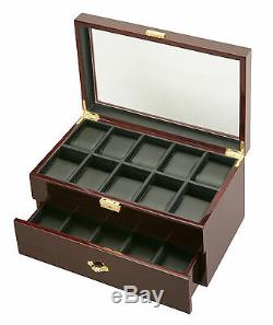New High Quality Diplomat Dark Cherry Wood 20 Watch Storage Box / Display Case