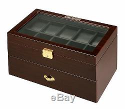New High Quality Diplomat Dark Cherry Wood 20 Watch Storage Box / Display Case
