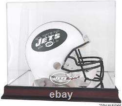 New York Jets Mahogany Helmet Logo Display Case with Mirror Back