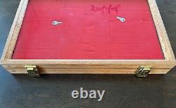 Oak Display Case -16 3/8X10 3/8X1 1/4 -for Knife/Gun/Medals Collection withKEYS