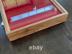 Oak Display Case -16 3/8X10 3/8X1 1/4 -for Knife/Gun/Medals Collection withKEYS