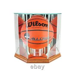 Octagon Basketball Display Case UV Protected Real Glass Protection