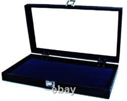 Ot of 3 Glass Top Lid Blue Pad Display Box Cases Militaria Medals Jewelry Knife