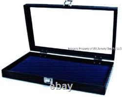 Ot of 3 Glass Top Lid Blue Pad Display Box Cases Militaria Medals Jewelry Knife