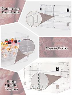 Pastry Display Case Clear Bread Box 3-Tier Removable Tong Commercial Rear Bakery