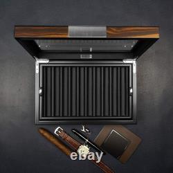 Pen Display Case Ebony Wood Storage Box with Glass Window, Holds 20 Fountain P