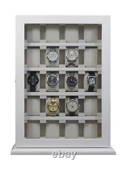 Personalized 20 White Wood Watch Display Wall Hang Storage Box Stand Oversized