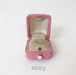 Pink Ring Box Jewelry Display MOP Mother Of Pearl Velvet Antique Art Deco Vtg