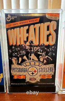 Pittsburgh Steelers / Penguins Unopened Ceral Boxes With Display Cases
